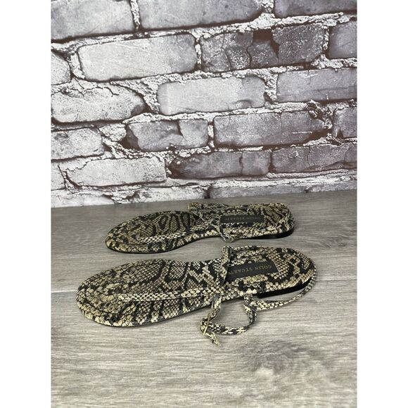 Collin Stuart Ivory Leather Snake Skin Print Strap Sandals Women’s Sz 9M US/40EU - Picture 13 of 16